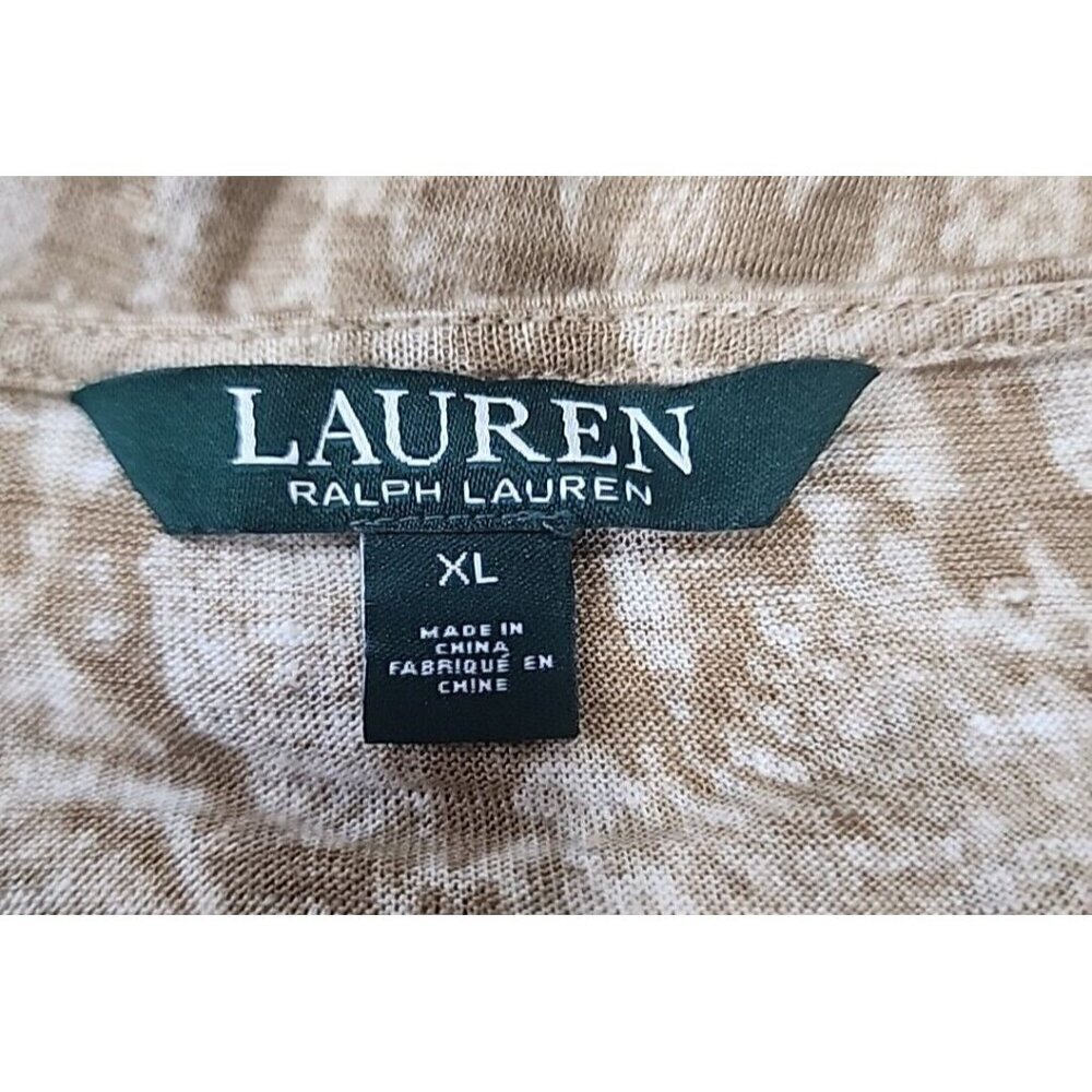 Lauren Ralph Lauren Tan Python Print Linen Knit Top Women's XL - Picture 6 of 7